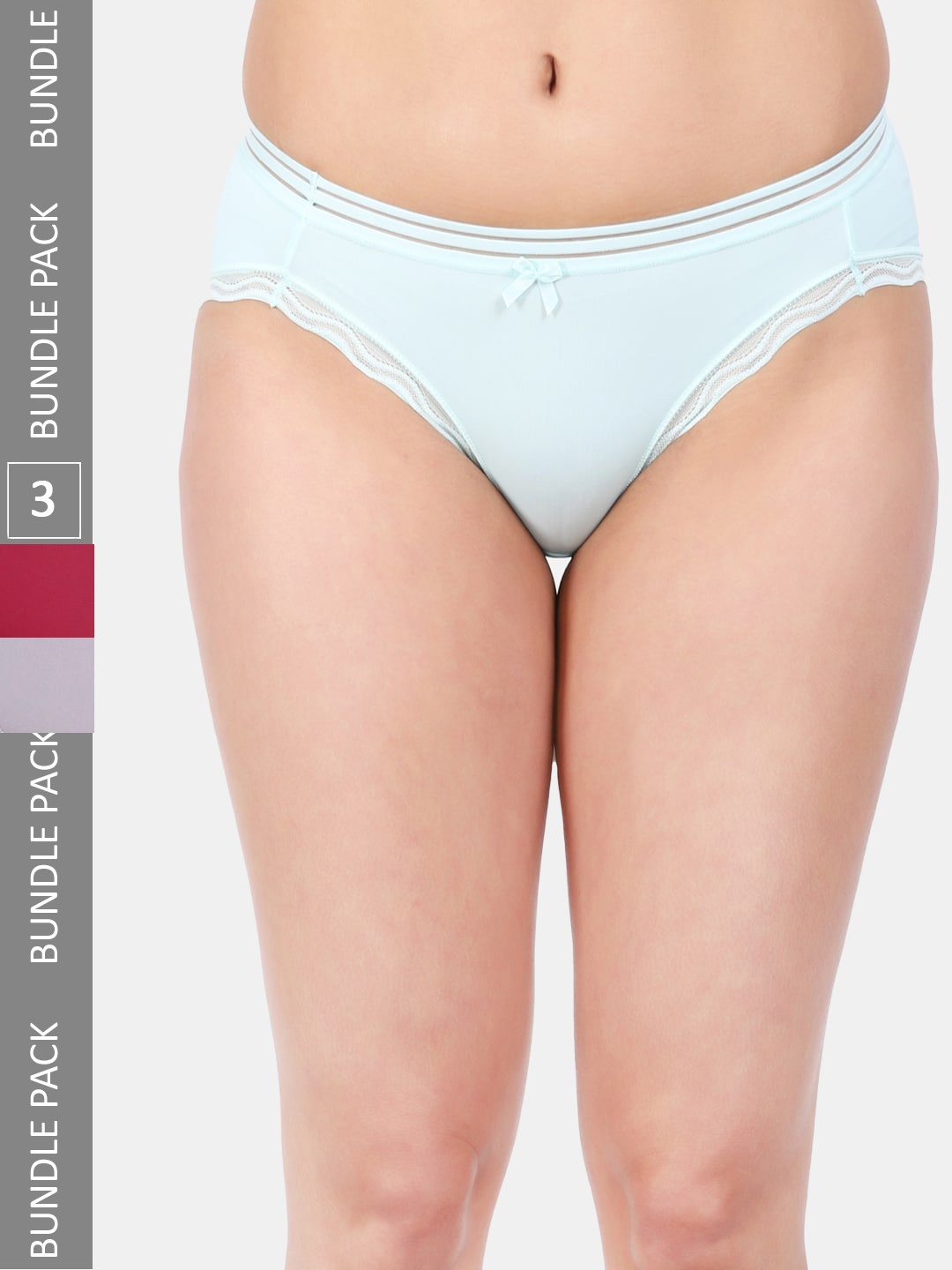 

Amour Secret Women Pack Of 3 Mid Rise Anti-Bacterial Bikini Briefs, Blue