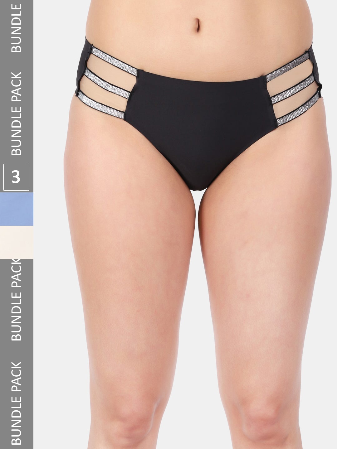 

Amour Secret Women Pack of 3 Mid-Rise Anti Bacterial Hipster Briefs, Black