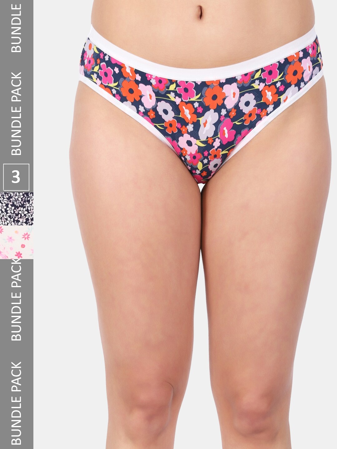 

Amour Secret Pack Of 3 Printed Mid-Rise Anti-Bacterial Bikini Briefs, Blue