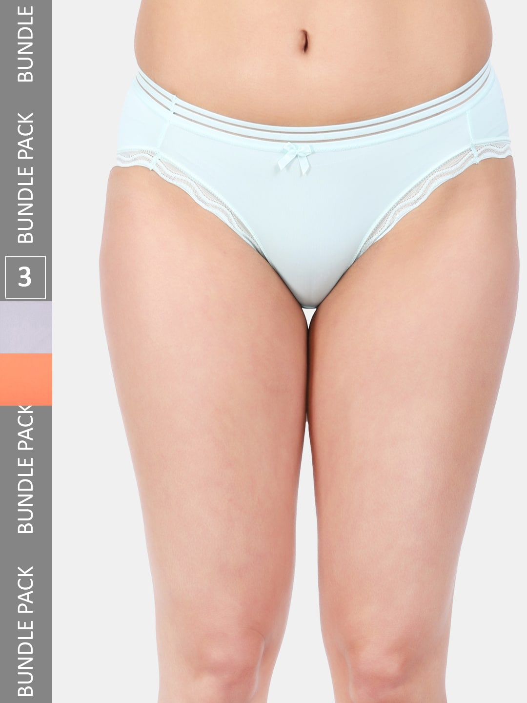 Amour Secret Pack Of 3 Anti-Bacterial Mid-Rise Bikini Briefs, Blue