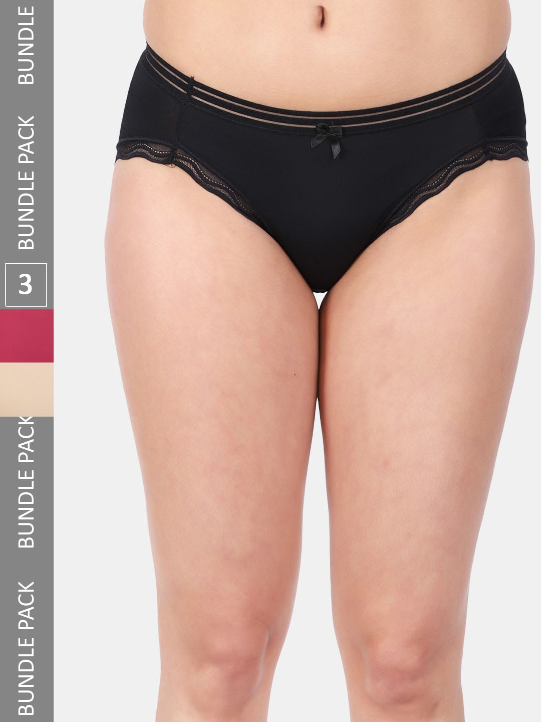 

Amour Secret Women Pack Of 3 Anti-Bacterial Bikini Briefs, Black