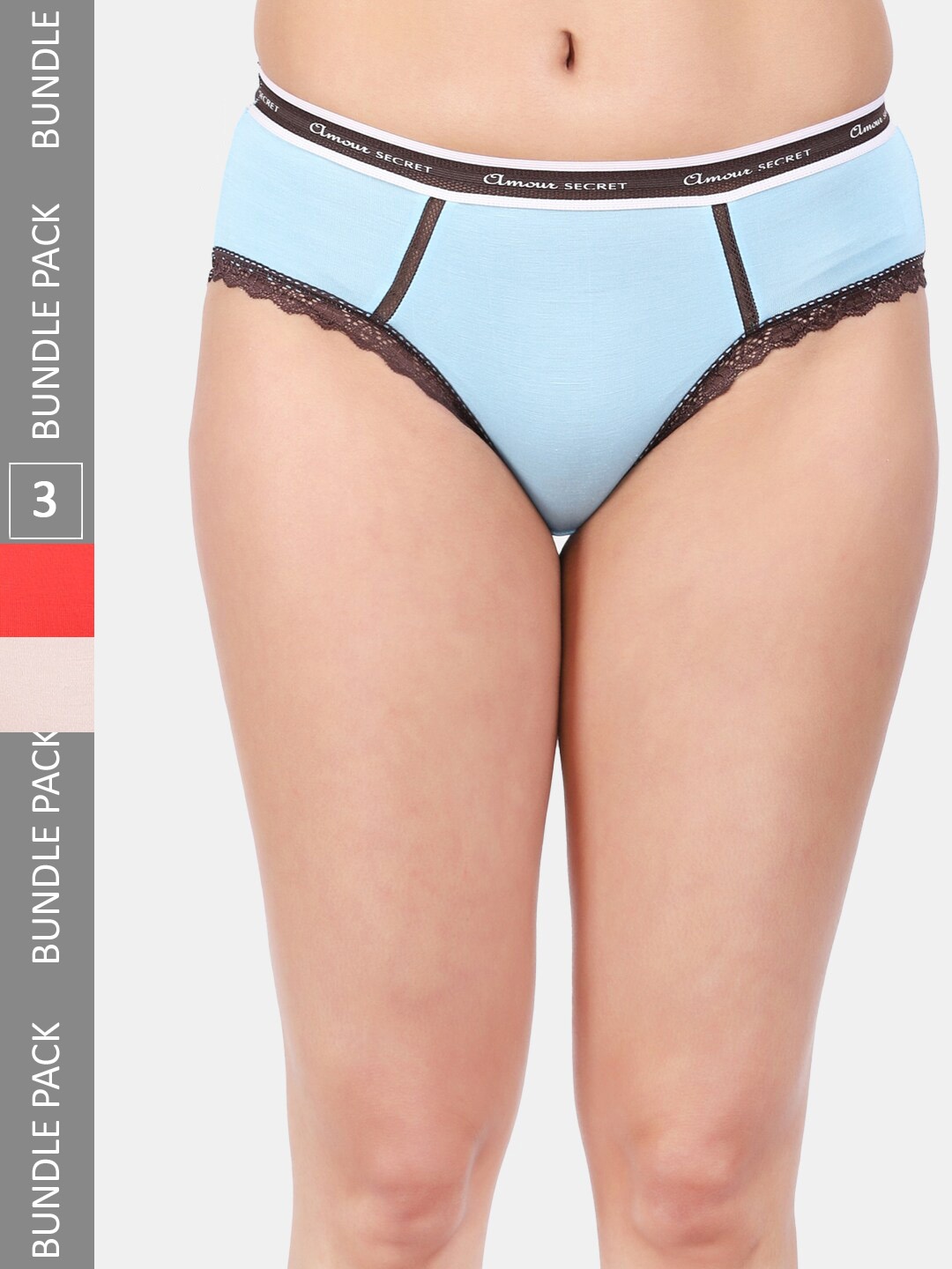 

Amour Secret Women Pack Of 3 Anti-Bacterial Bikini Briefs, Blue