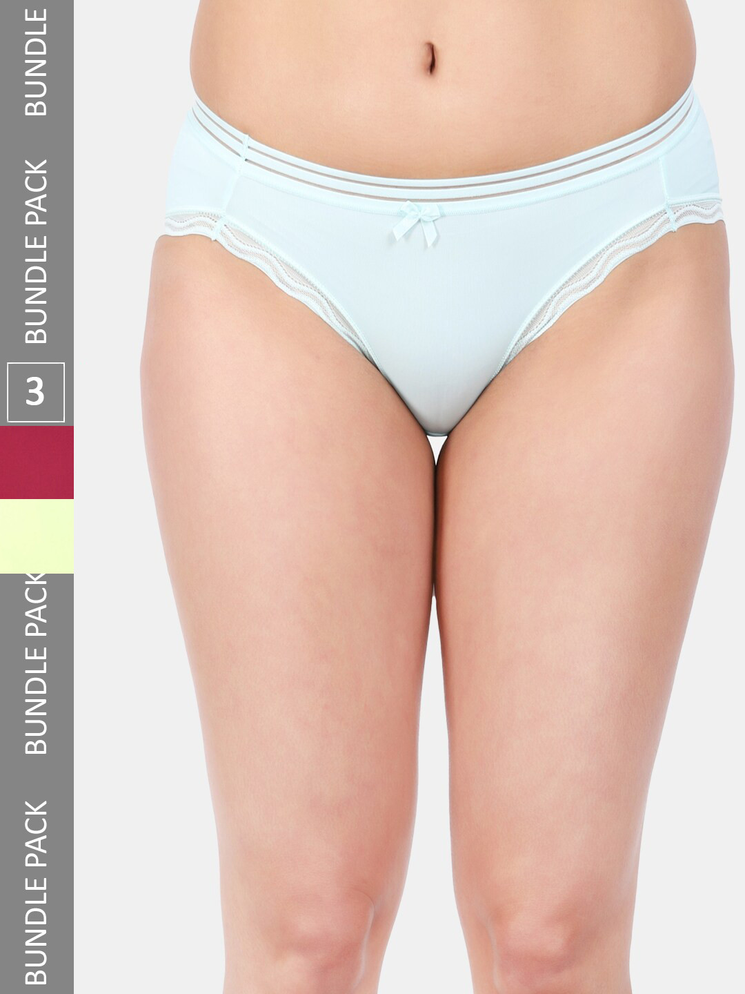 

Amour Secret Pack Of 3 Anti-Bacterial Mid Rise Bikini Briefs, Blue