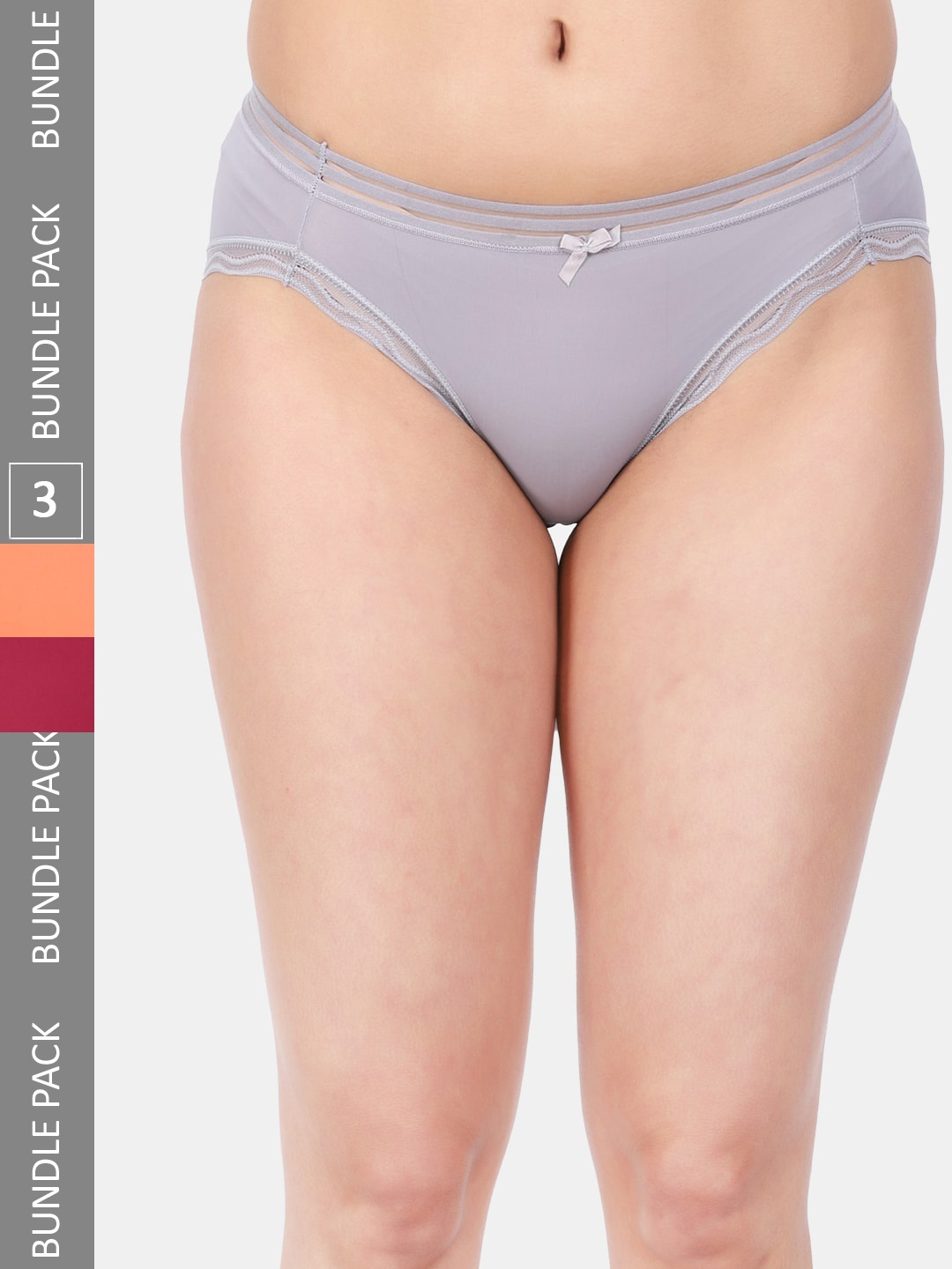

Amour Secret Pack Of 3 Striped Anti-Bacterial Mid-Rise Bikini Briefs, Maroon
