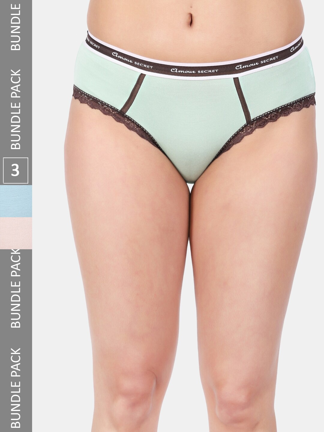 

Amour Secret Women Pack Of 3 Anti-Bacterial Bikini Briefs, Green