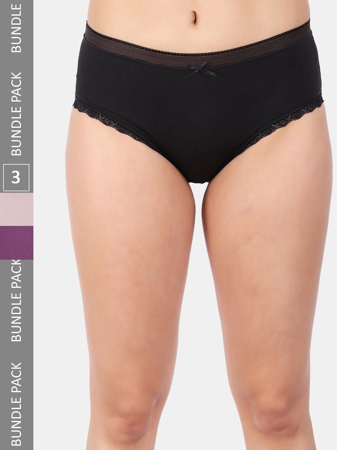 

Amour Secret Women Pack Of 3 Mid-Rise Anti Bacterial Hipster Briefs, Black