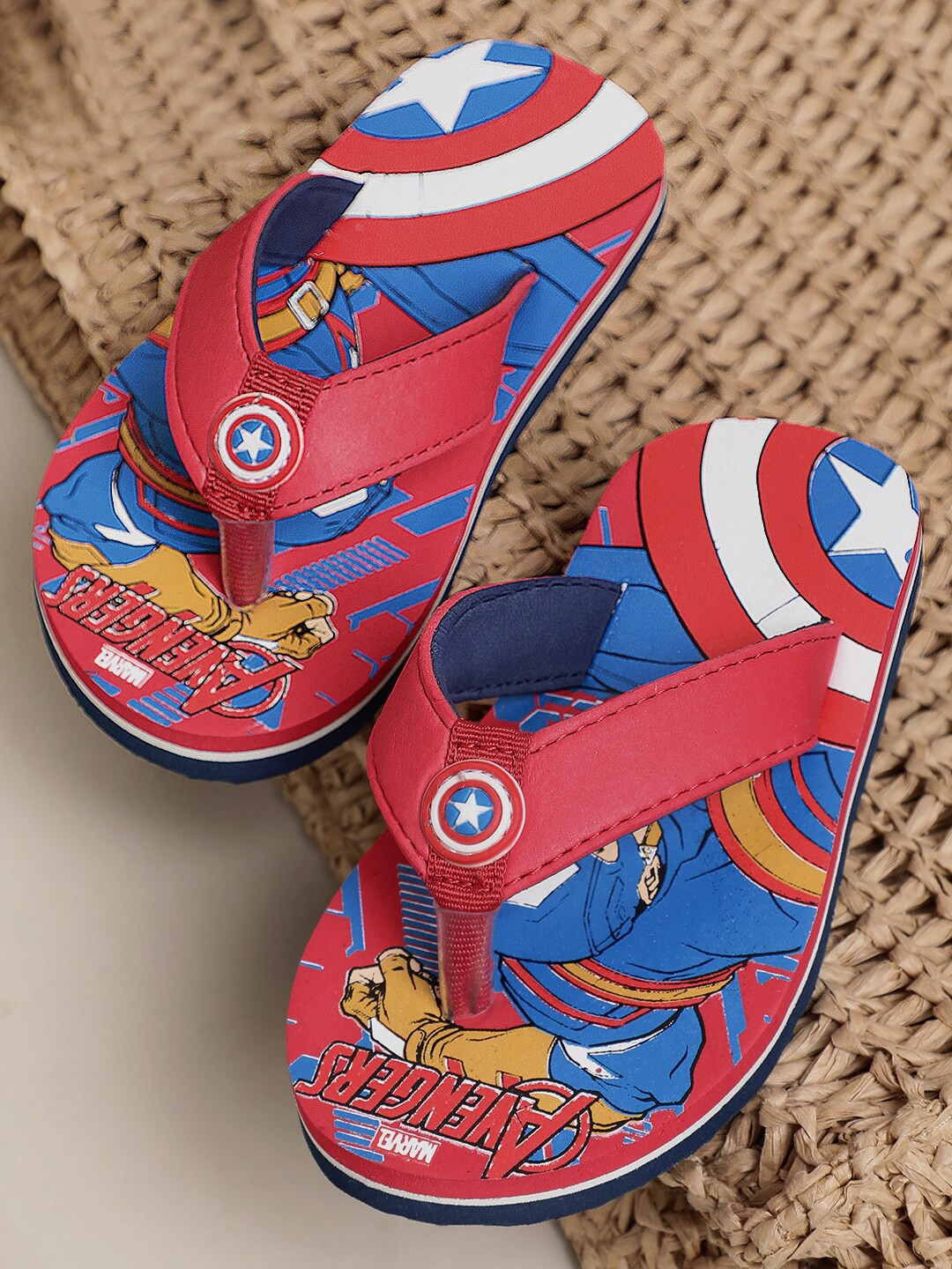 

Kids Ville Boys Captain America Printed Flip Flops, Red