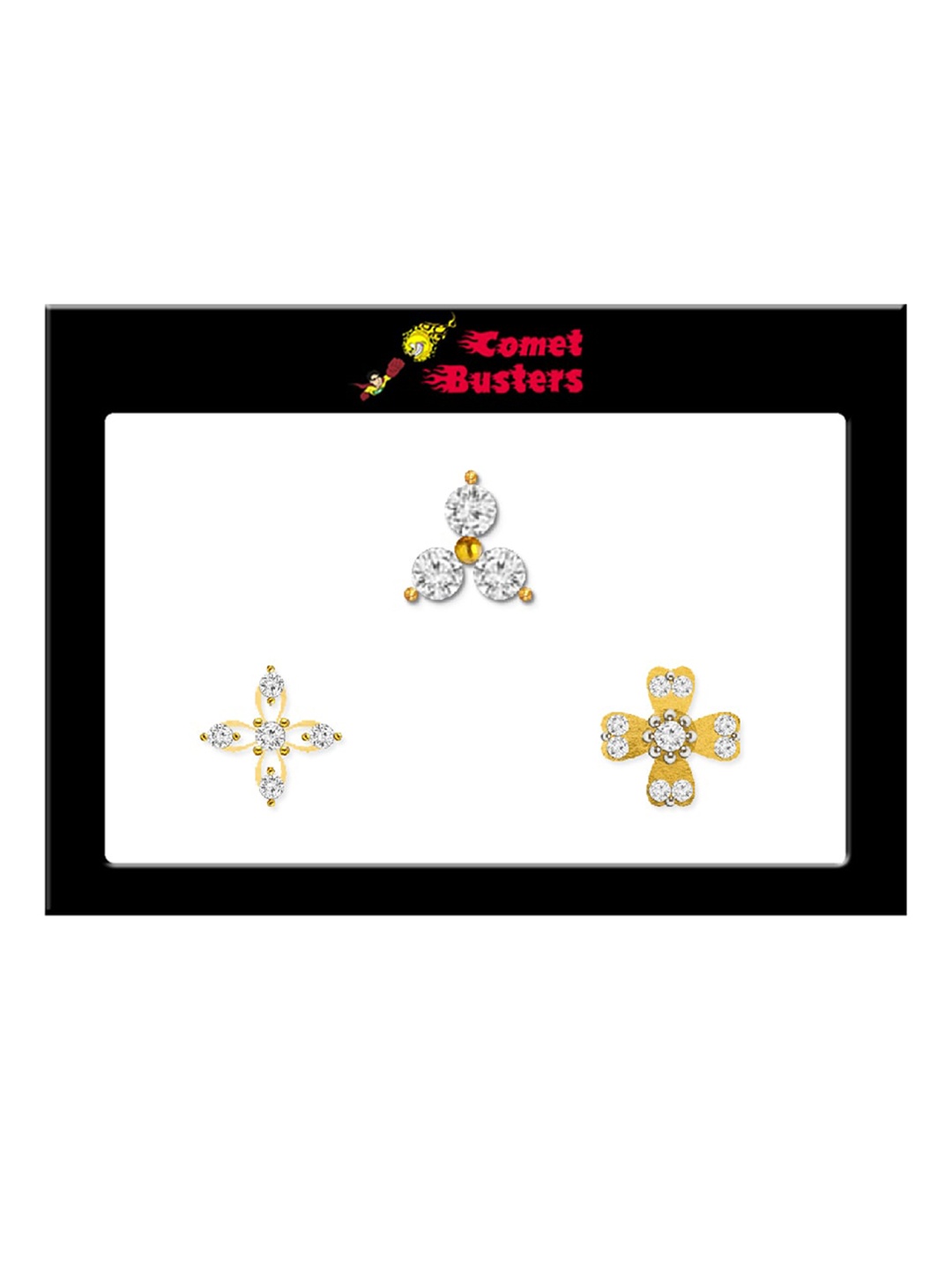 

Comet Busters 3Pcs Stick On Self Adhesive Nose Studs, Gold