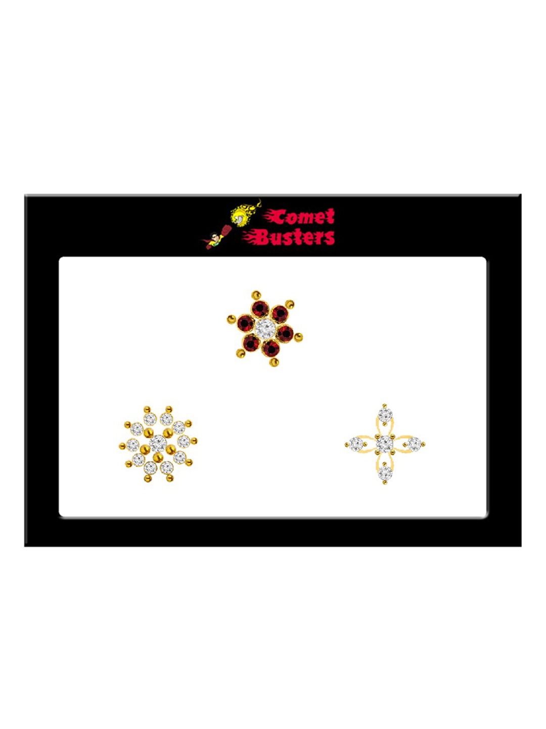 

Comet Busters 3Pcs Beautiful Nose Studs Stick Ons Self Adhesive Fake Nose Studs, Gold
