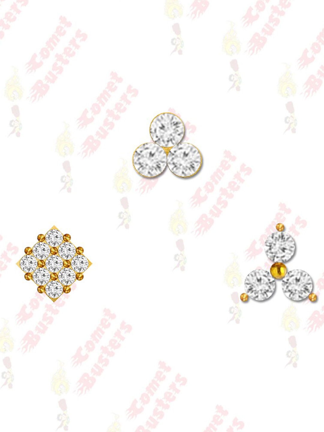 

Comet Busters Self Adhesive Stone Studded Nose Studs, Gold