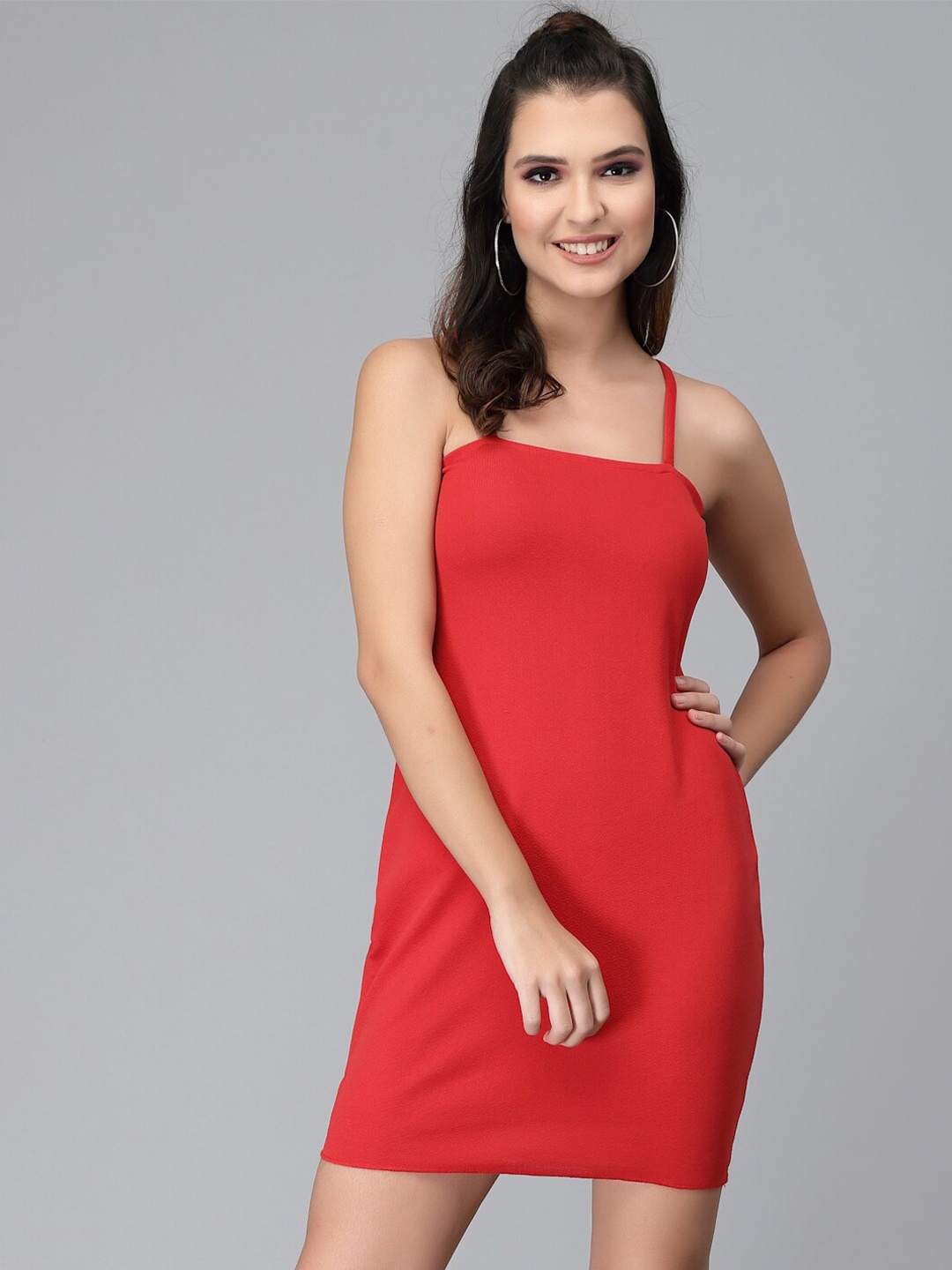 

Selvia Shoulder Straps Bodycon Mini Dress, Red