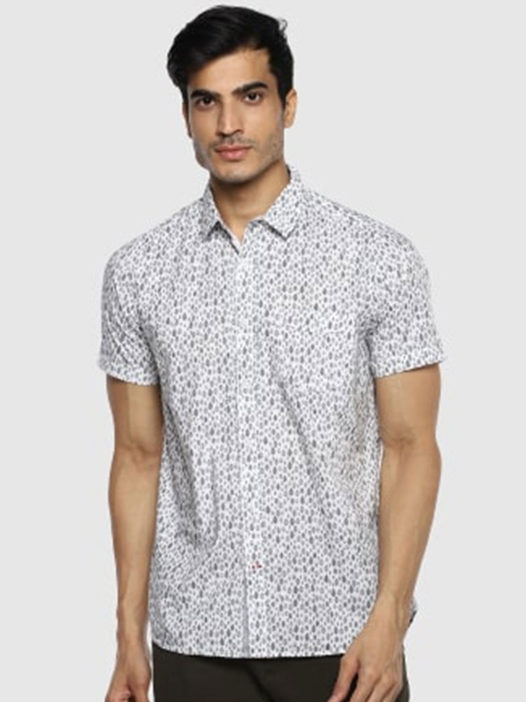 

Red Chief Slim Fit Micro Ditsy Printed Cotton Casual Shirt, White
