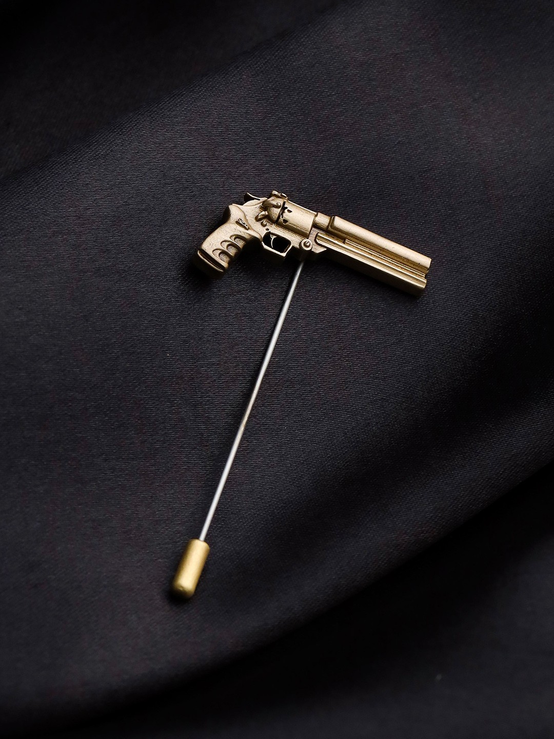 

COSA NOSTRAA Men Power Gun Lapel Pin Brooch, Gold