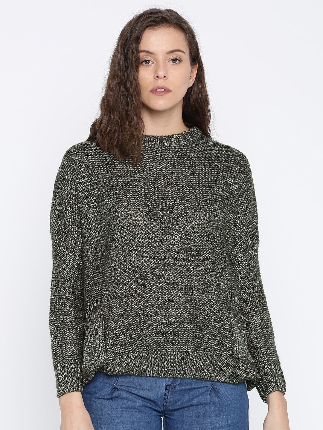 

Ginger by Lifestyle Women Olive Green Solid Pullover