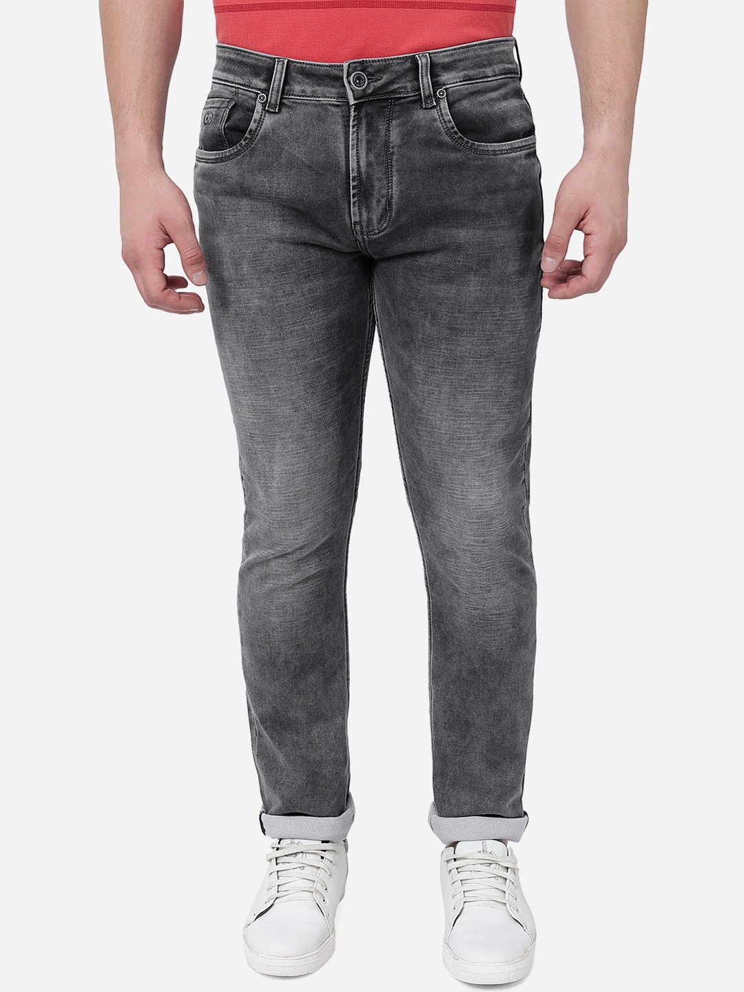 

JADE BLUE Men Slim Fit Heavy Fade Stretchable Cotton Jeans, Grey