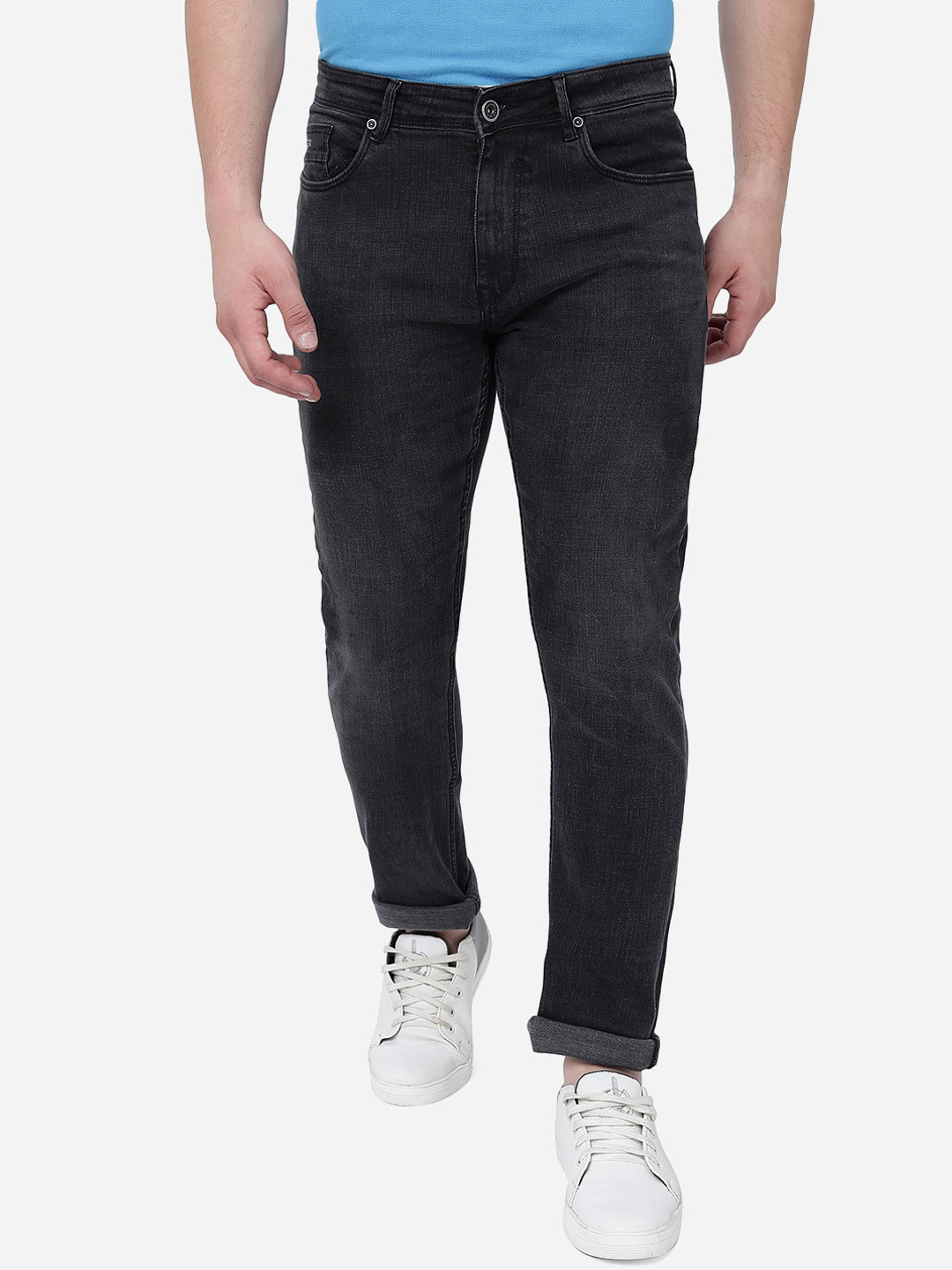

JADE BLUE Men Straight Fit Light Fade Stretchable Cotton Jeans, Grey