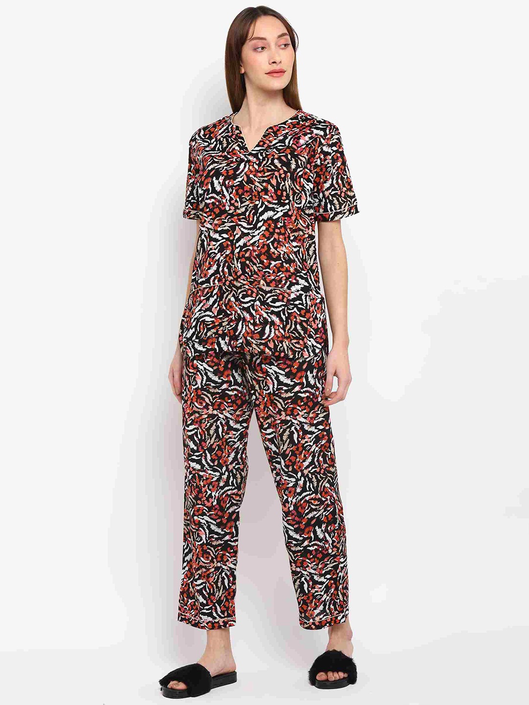 

shopbloom Printed Pure Cotton Night Suit, Red