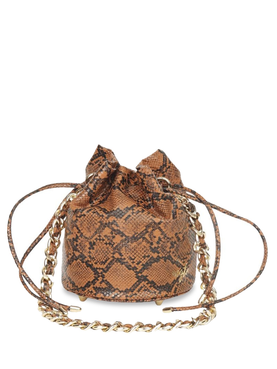 

Aegte Snake Print Potli Bag with Convertible Chain Strap & Long Sling Carry Belt, Black