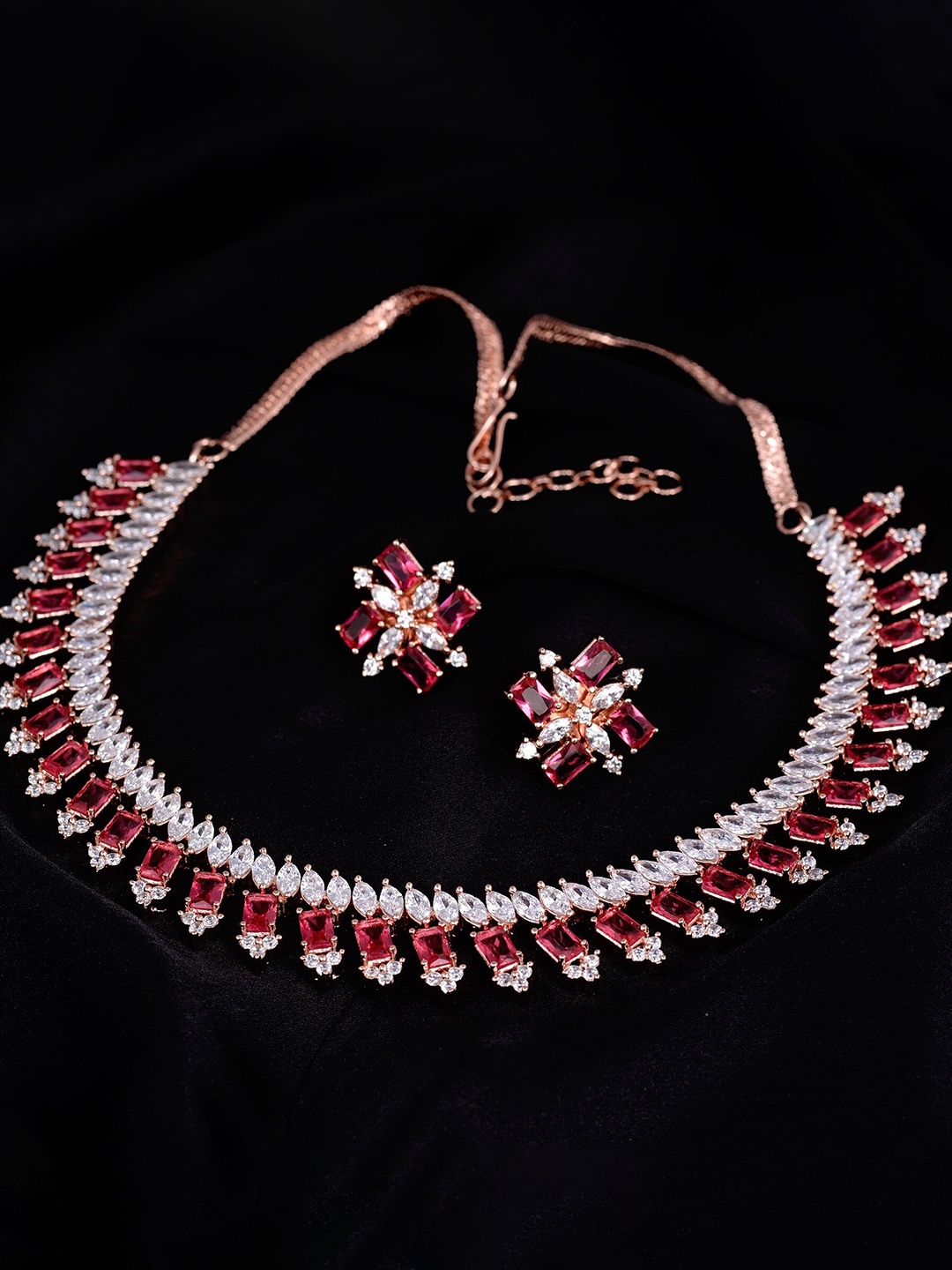 

Saraf RS Jewellery Silver-Plated AD-Studded Jewellery Set, White