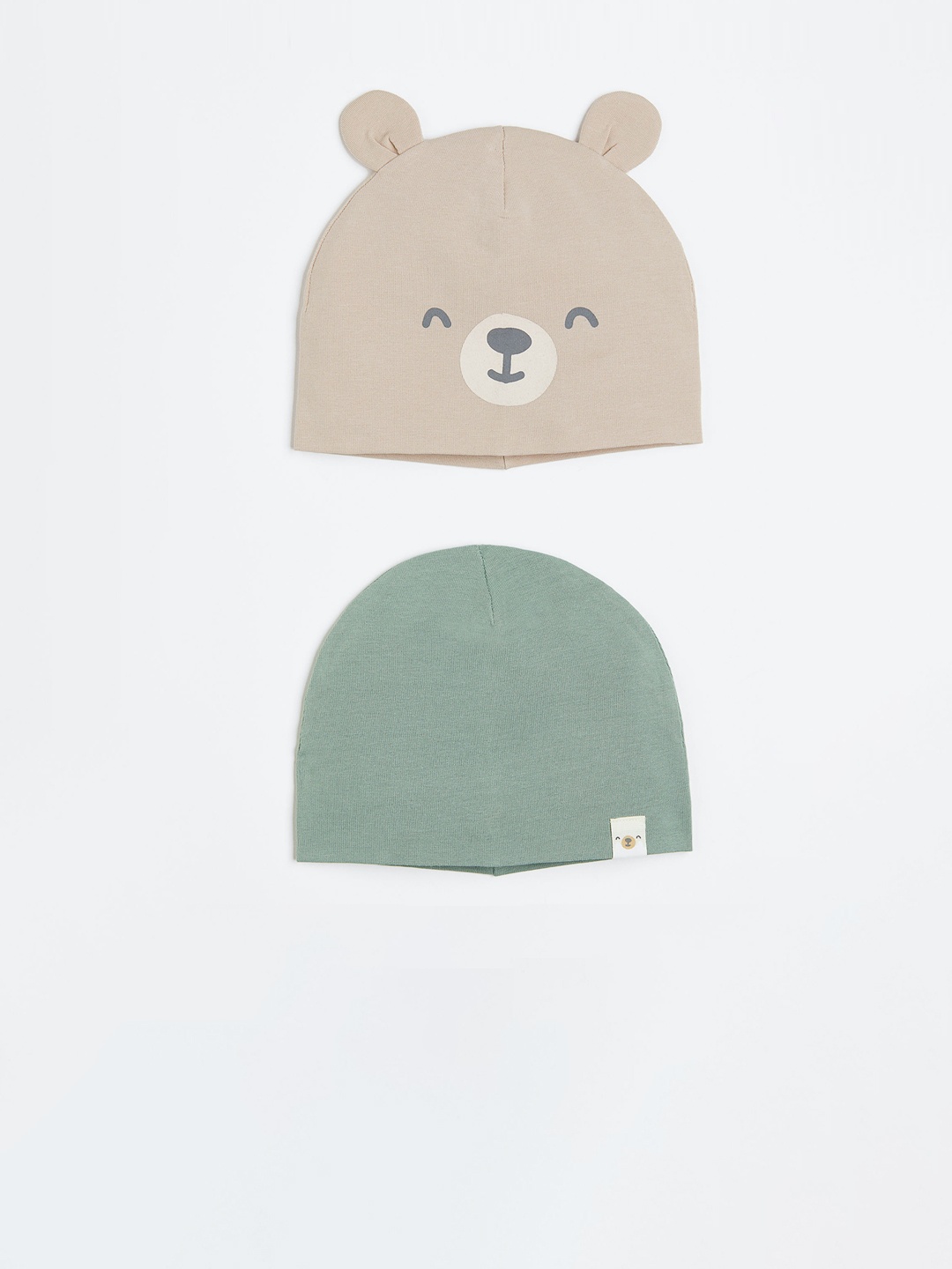 

H&M Boys 2-Pack Cotton Jersey Hats, Beige