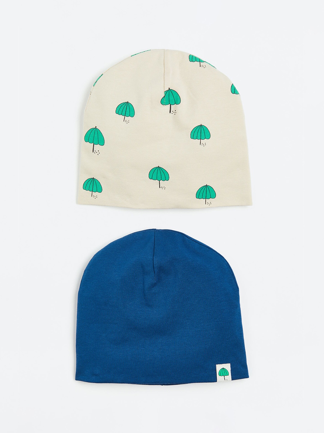 

H&M Boys 2-Pack Cotton Jersey Hats, Beige