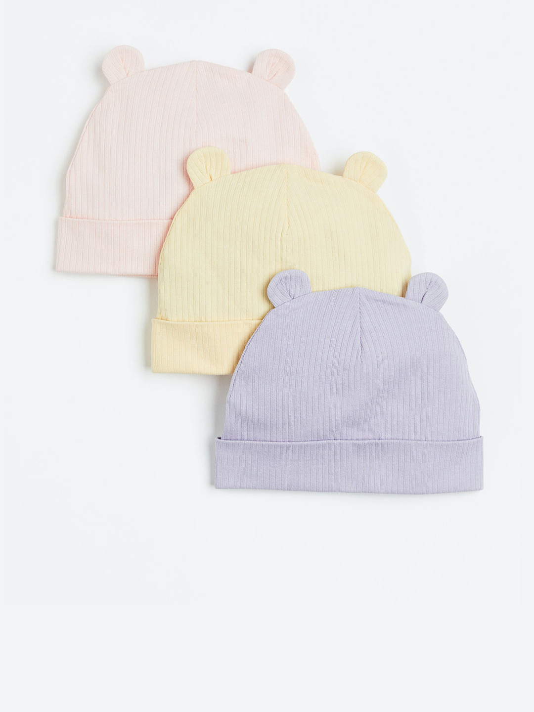 

H&M Boys 3-Pack Ribbed Jersey Hats, Pink