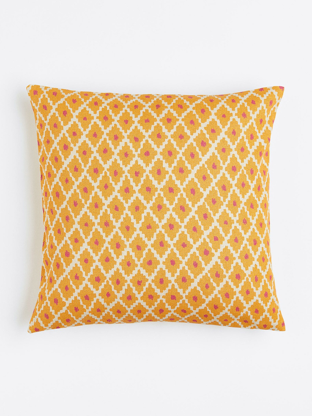 

H&M Yellow & White Patterned Cotton Cushion Cover