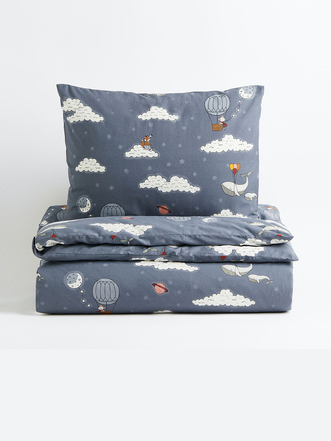 

H&M Kids Grey & White Patterned Pure Cotton Single Duvet Cover Set