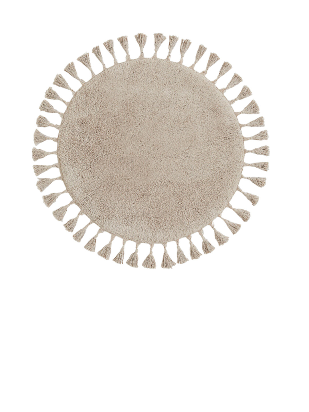 

H&M Beige Round Tasselled Pure Cotton Bath Mat