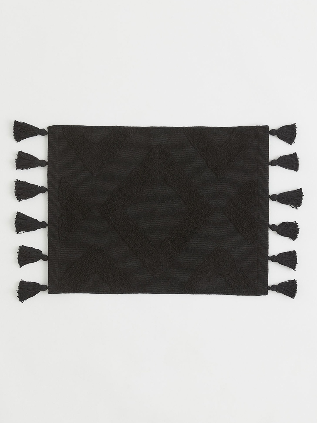 

H&M Black Pure Cotton Tasselled Bath Mat