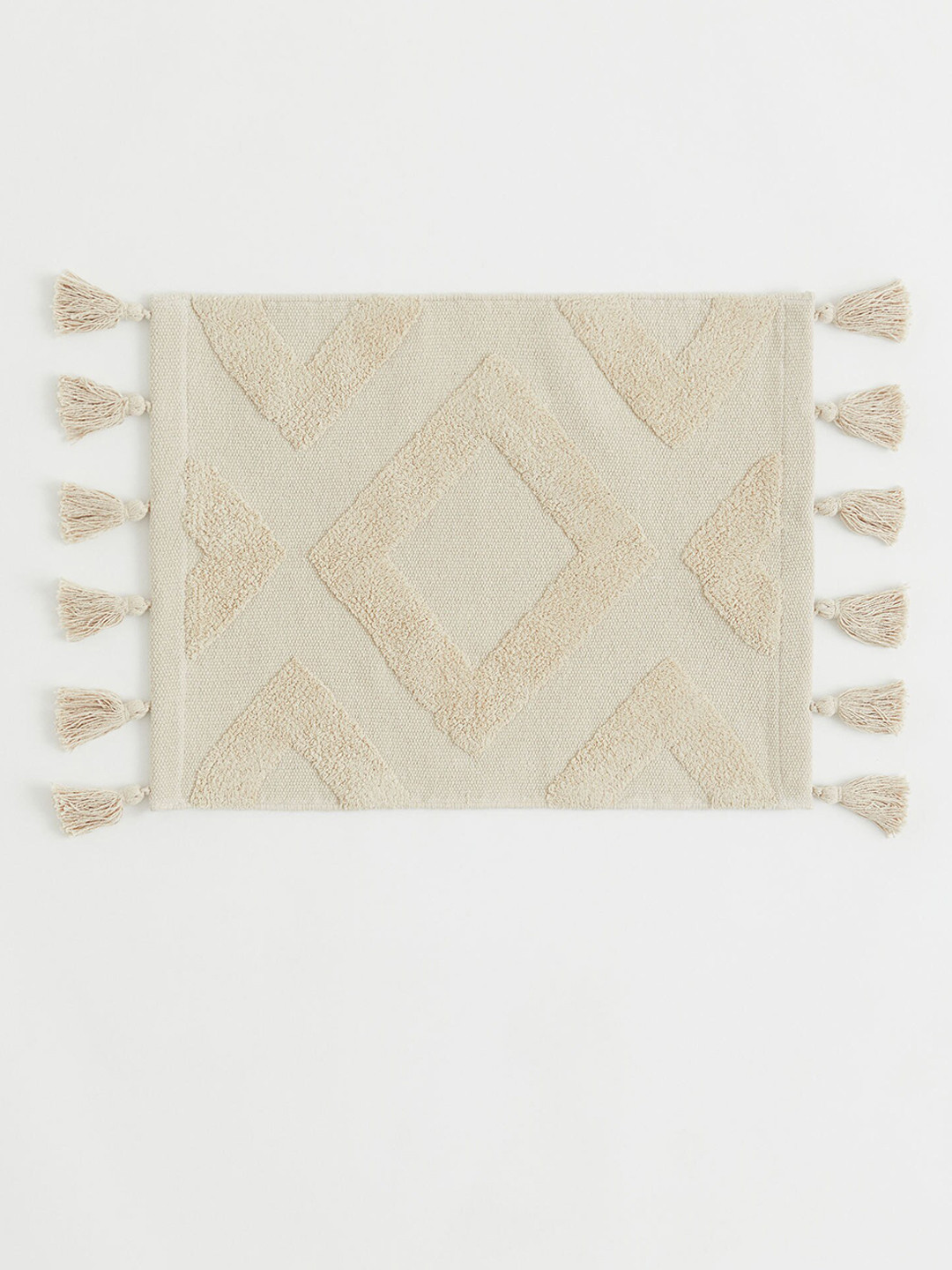 

H&M Beige Tasselled Pure Cotton Bath Mat