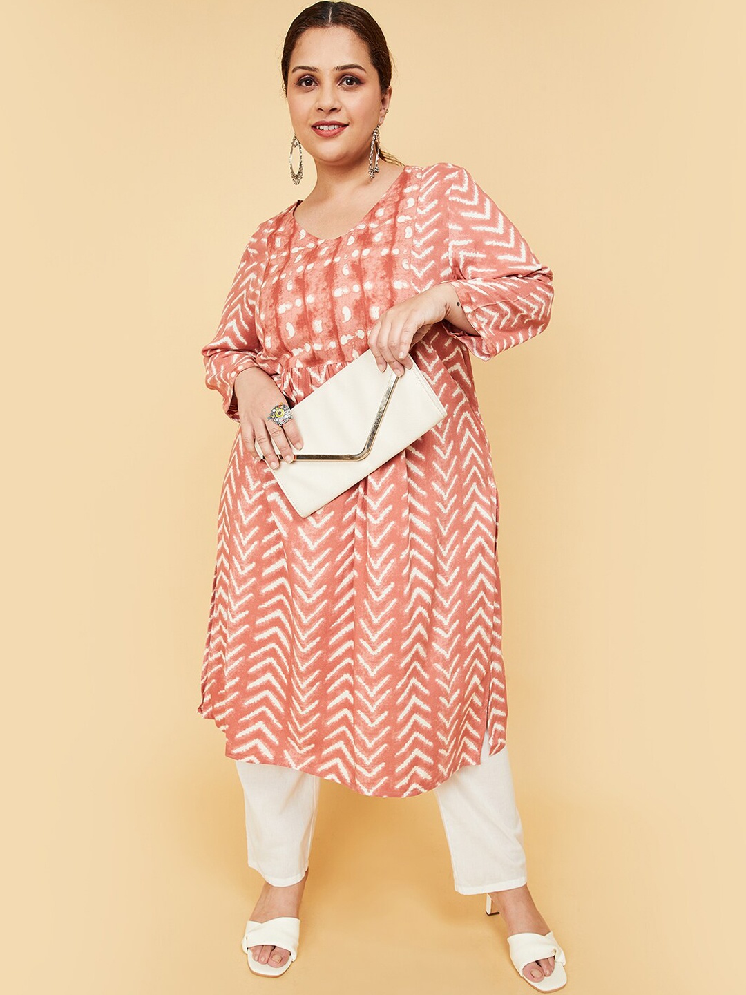 

max Abstract Printed Anarkali Kurta, Rust