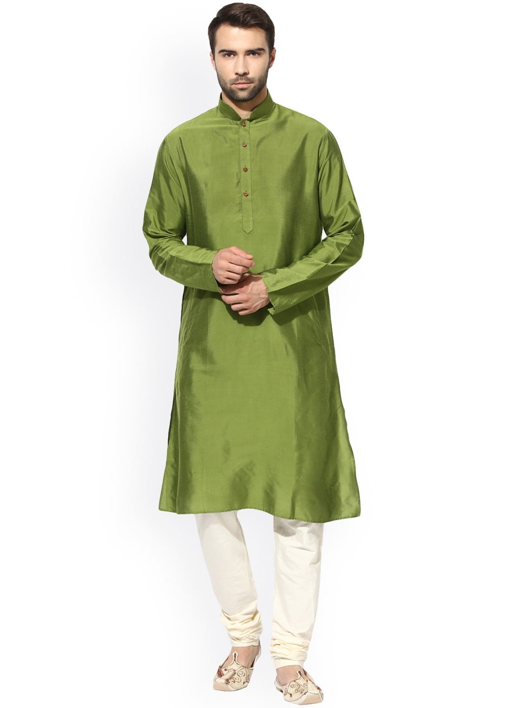 

KISAH Men Olive Green Solid A-Line Kurta