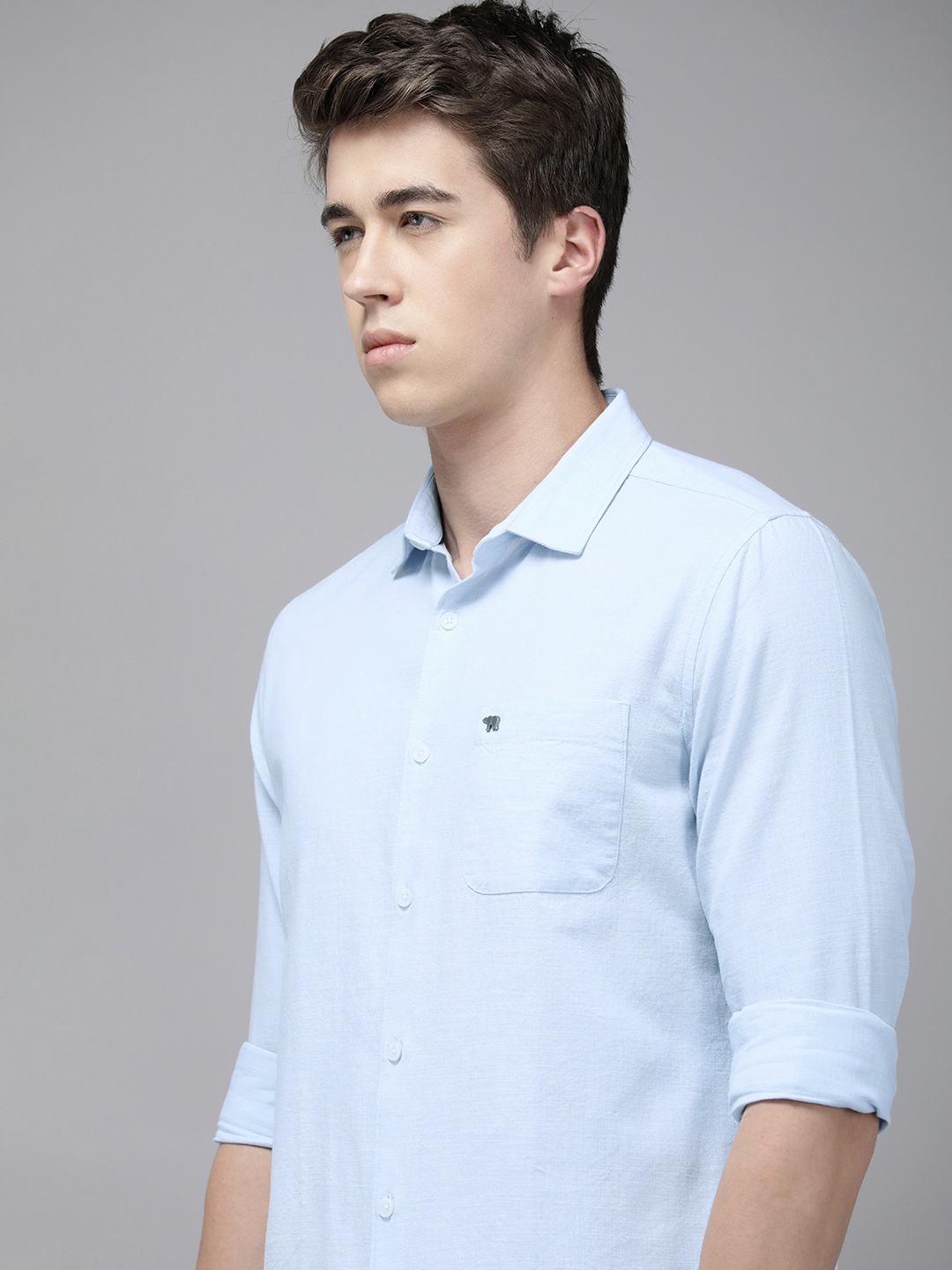 

THE BEAR HOUSE Men Slim Fit Opaque Pure Cotton Casual Shirt, Blue
