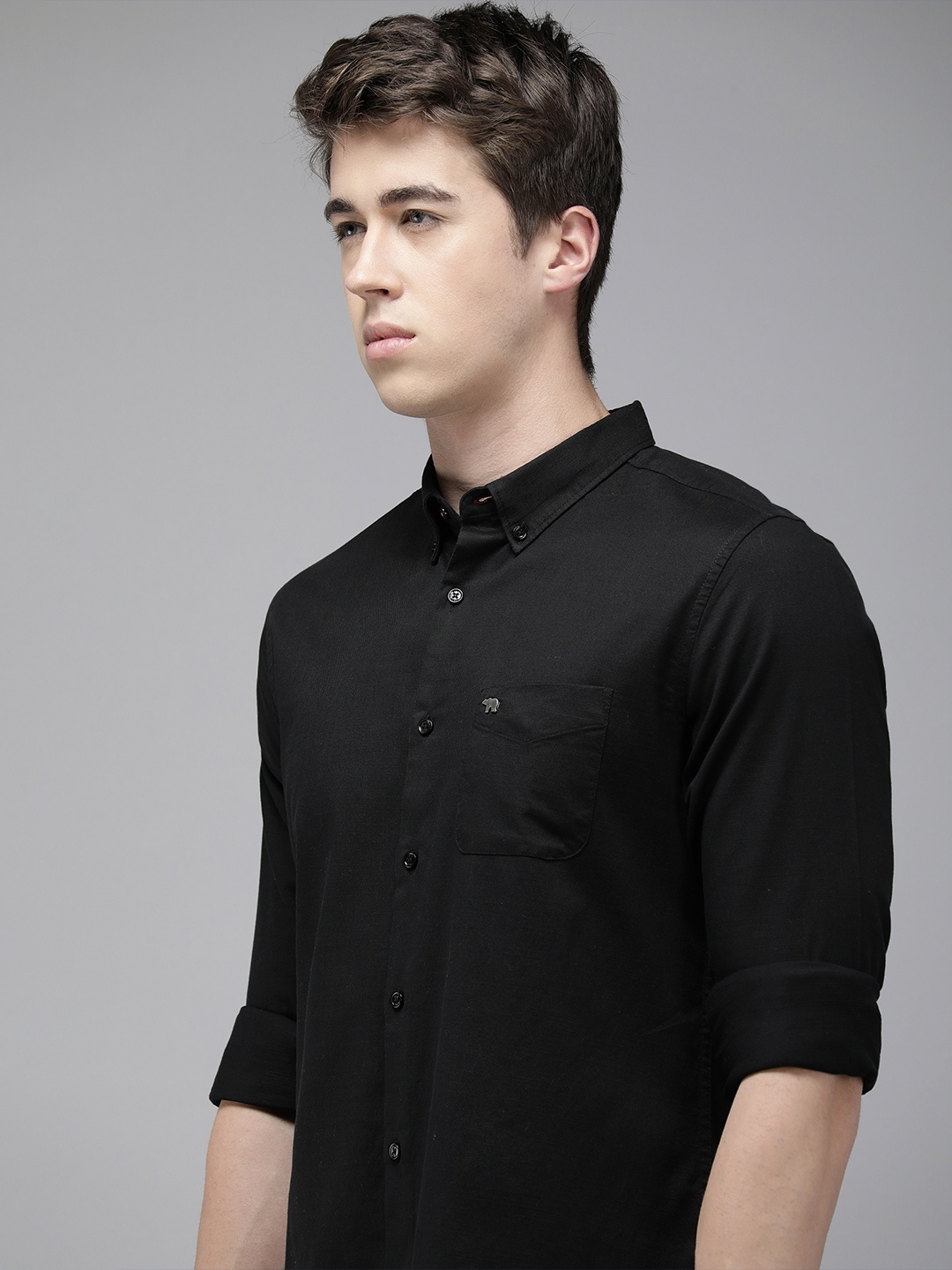

THE BEAR HOUSE Men Slim Fit Opaque Casual Shirt, Black