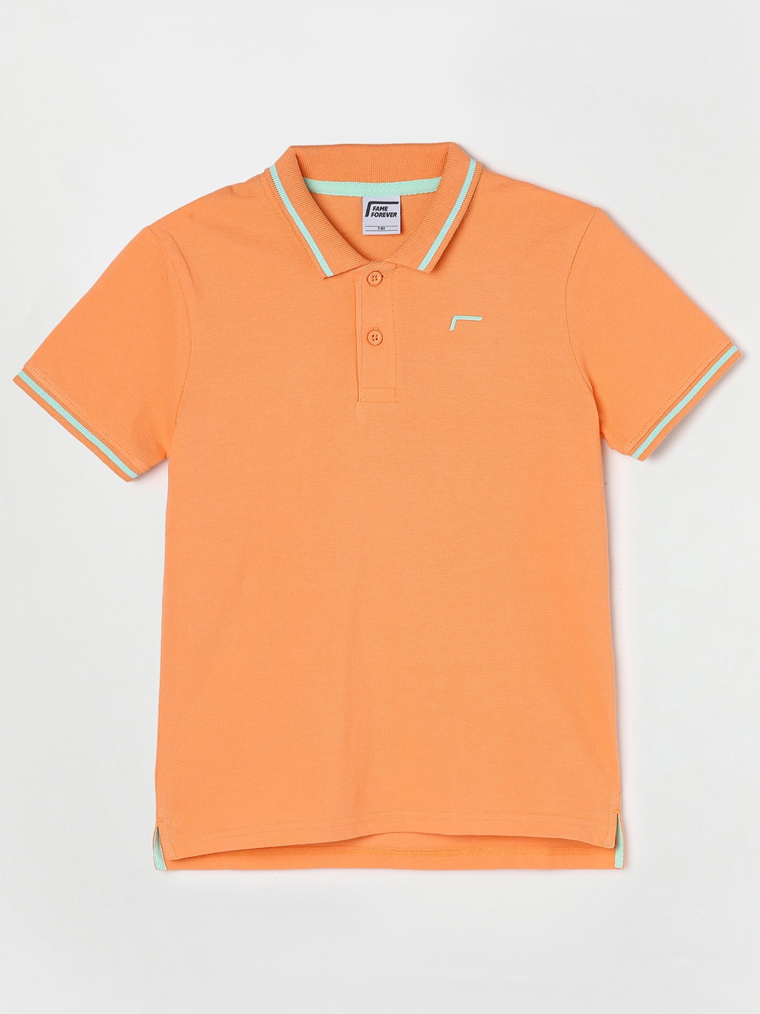 

Fame Forever by Lifestyle Boys Polo Collar Cotton T-shirt, Coral