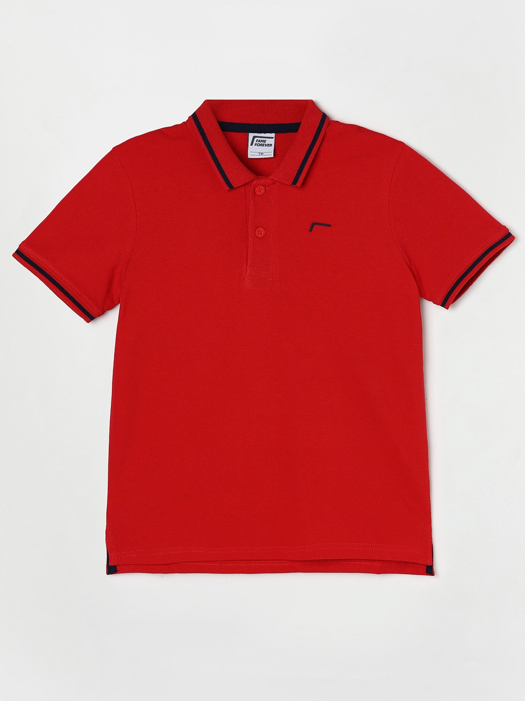 

Fame Forever by Lifestyle Boys Polo Collar Cotton T-shirt, Red