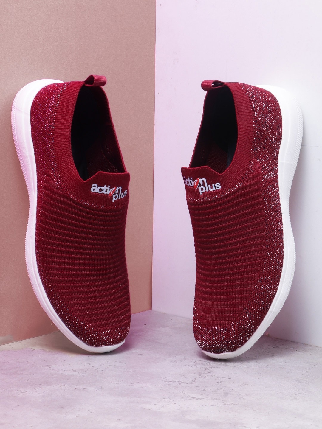 

Action EVA Flotter Women Woven Design Slip-On Sneakers, Maroon