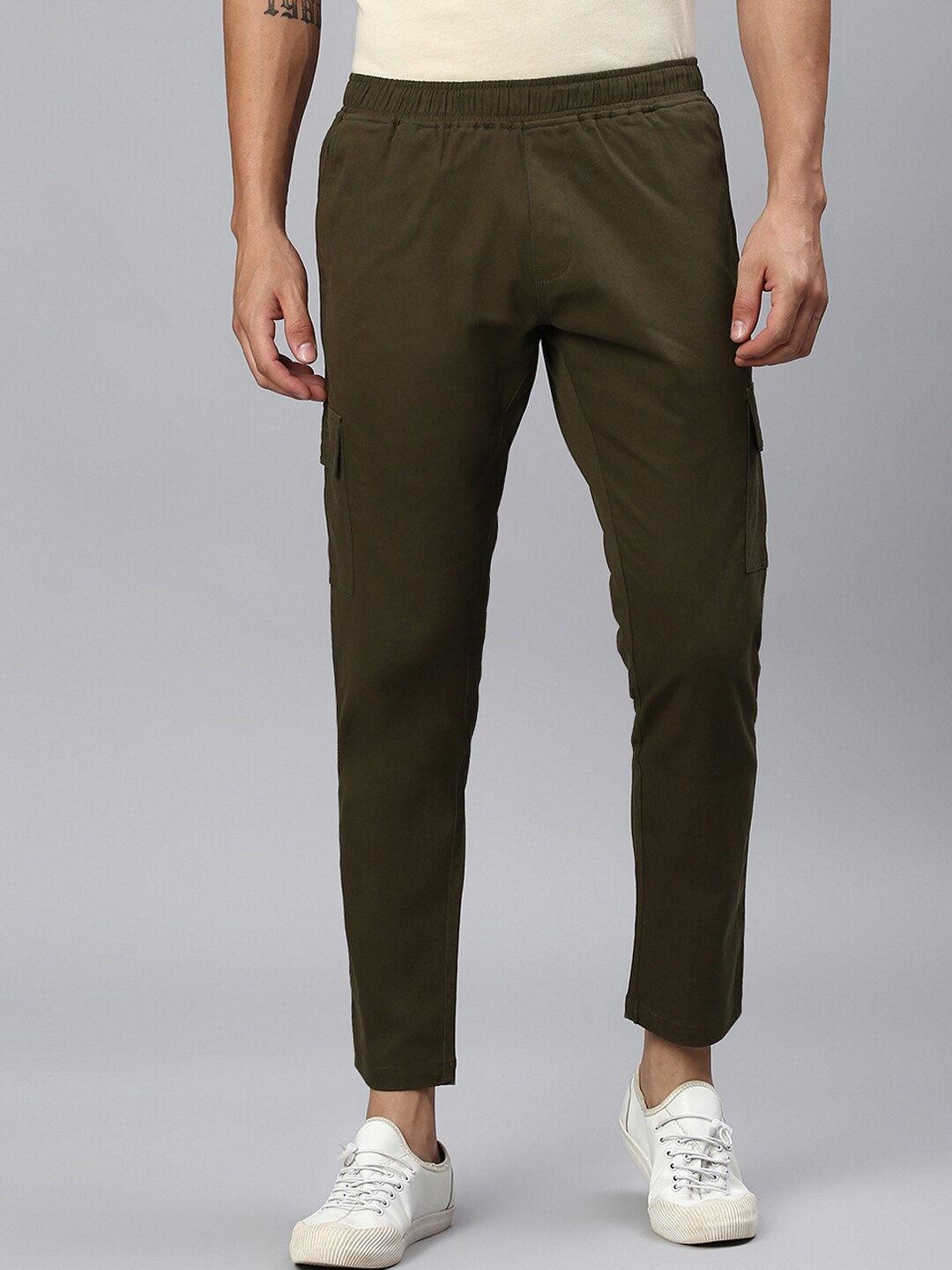 

Hubberholme Men Smart Easy Wash Regular Fit Trousers, Olive