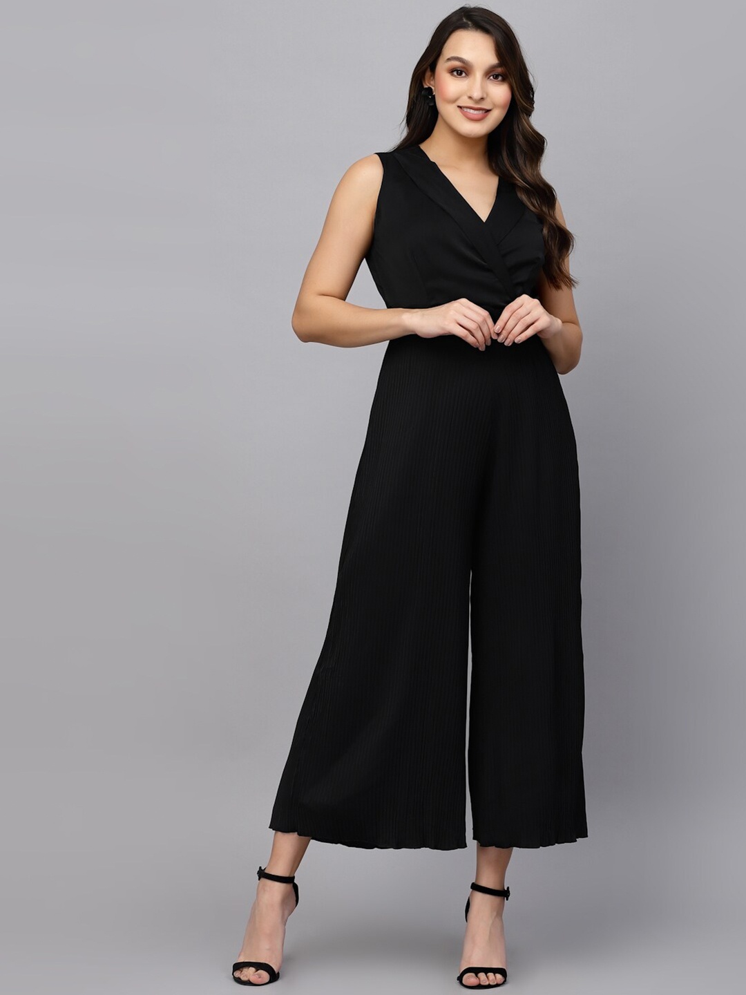 

Mafadeny Waist Tie-Up Culotte Jumpsuit, Black