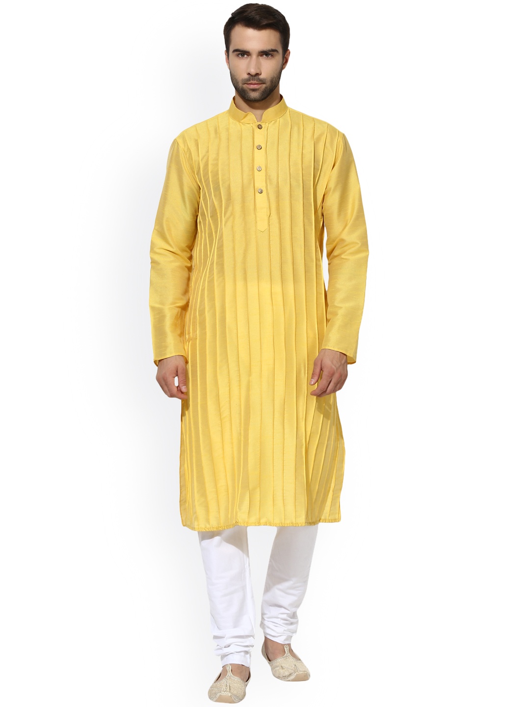 

KISAH Men Yellow Solid A-Line Kurta