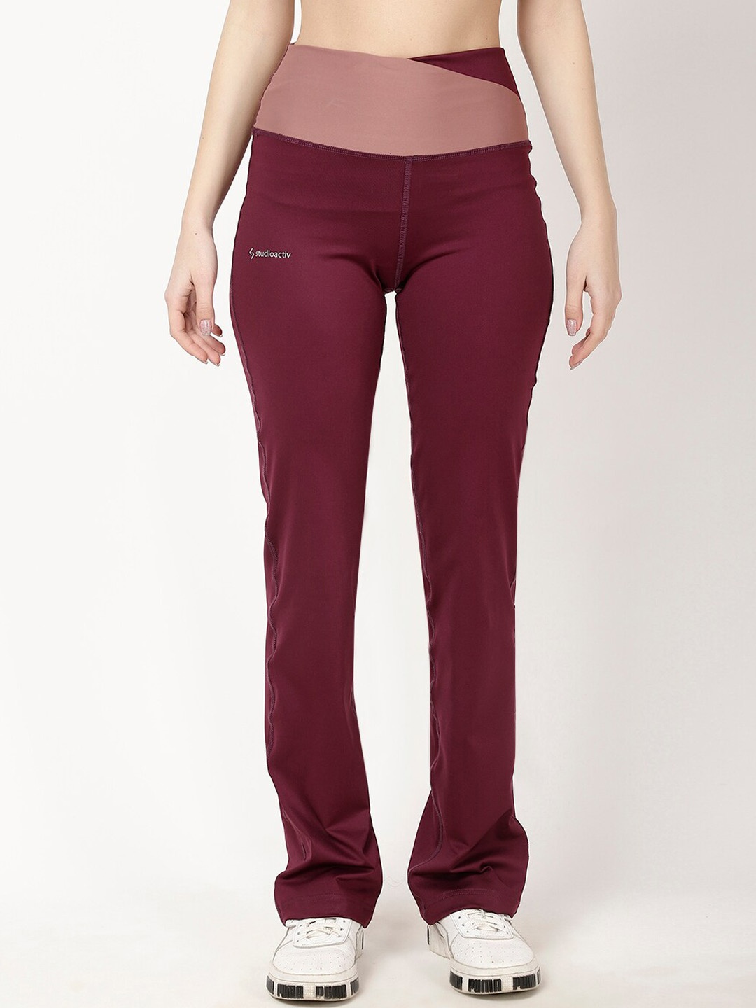 

STUDIOACTIV Women Straight Fit Track Pants, Maroon