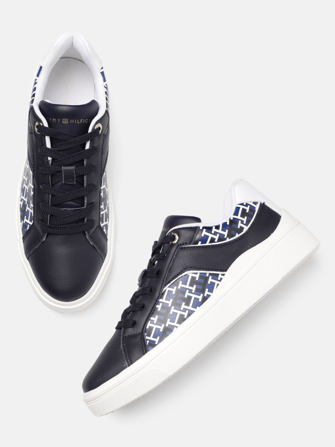 

Tommy Hilfiger Women Printed Leather Sneakers, Navy blue