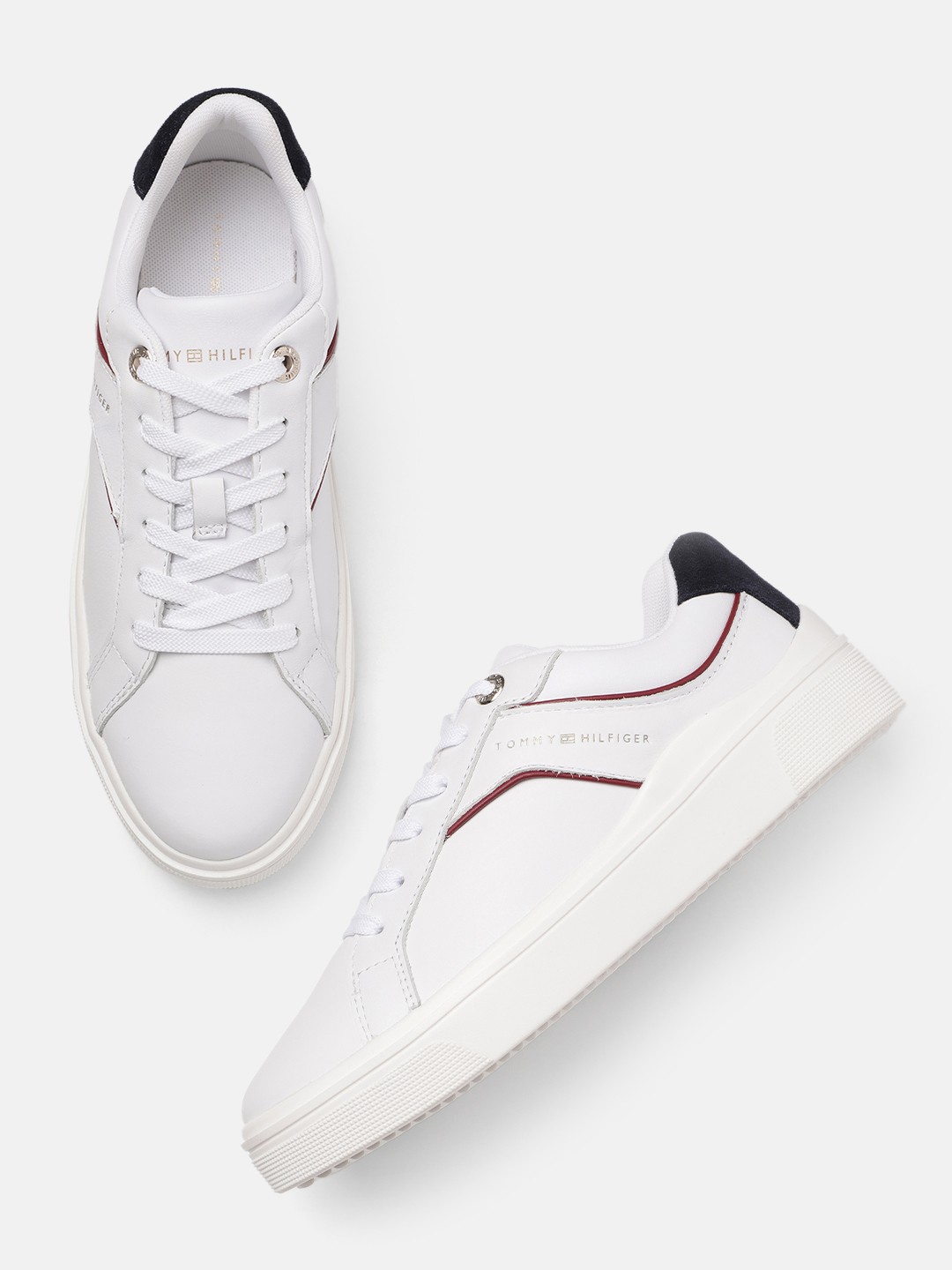 

Tommy Hilfiger Women Solid Leather Court Sneakers, White