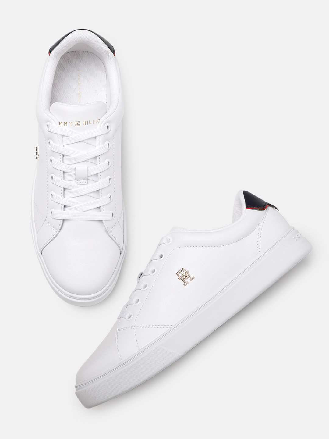 

Tommy Hilfiger Women Solid Leather Court Sneakers, White