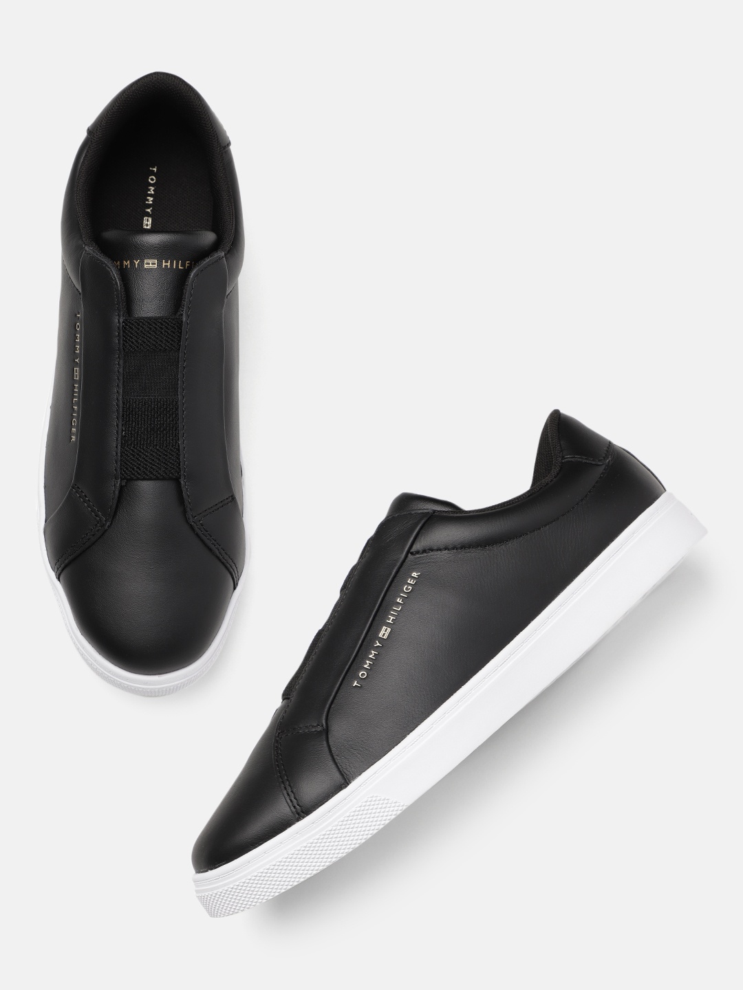 

Tommy Hilfiger Women Slip-On Leather Sneakers, Black