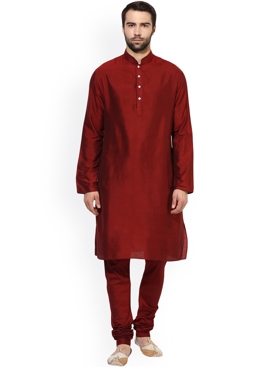 

KISAH Men Maroon Solid A-Line Kurta