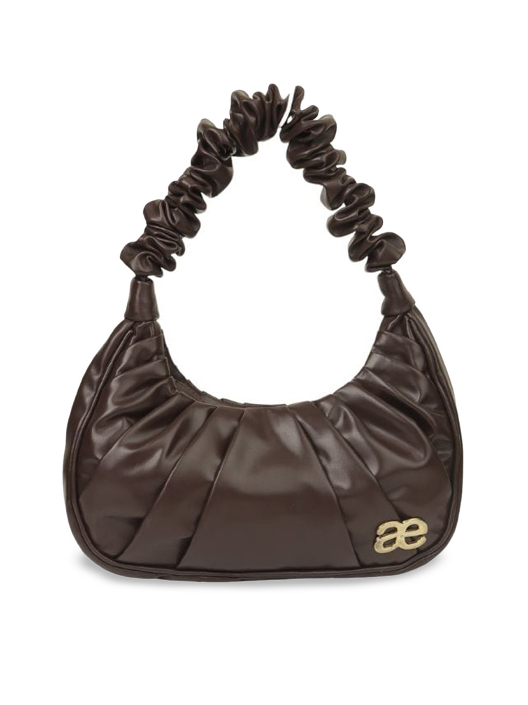 

Aegte Ruffle Strap Shoulder Bag, Coffee brown