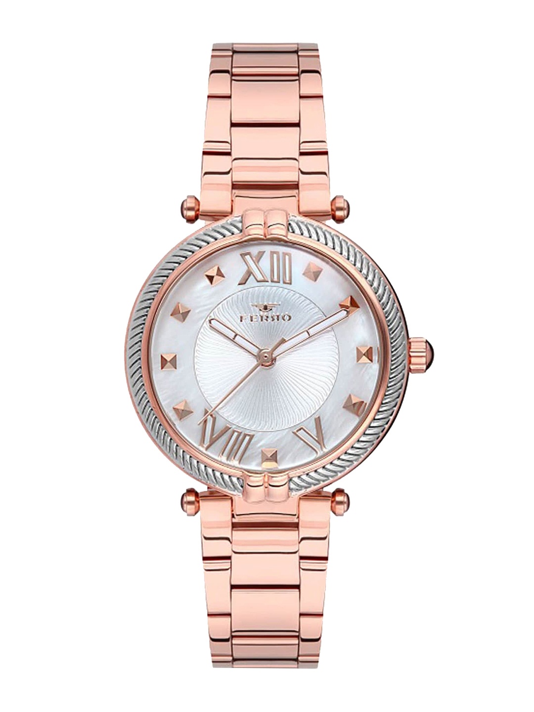 

Ferro Women Brass Dial & Stainless Steel Bracelet Style Straps Watch F21046A-1100-C, Silver