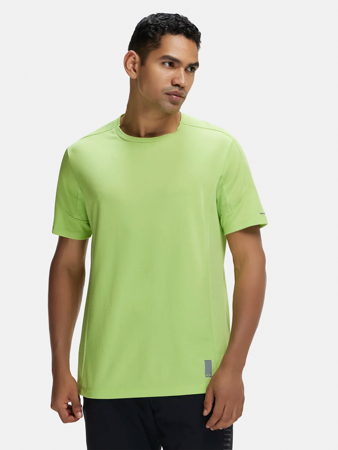 

Super Combed Cotton Blend Solid Tshirt with Breathable Mesh-MV01, Lime green